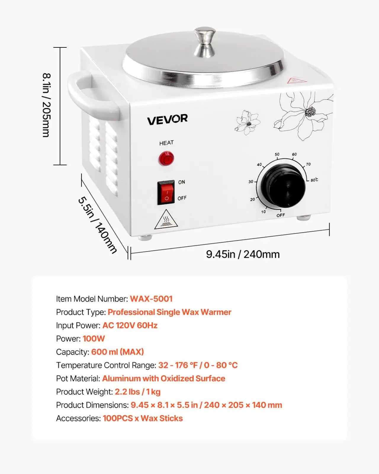 Wax Warmer 600ml Professional Hair Removal Heater Pot ARBA Global