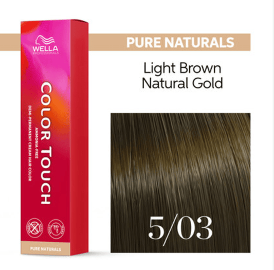 Wella Color Touch 5/03 Light Brown Natural Hair Color 2 oz VIP Extensions