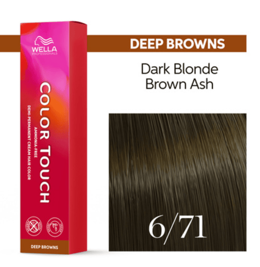 Wella Color Touch 6/71 Dark Blonde Brown Ash Hair Color, 2 oz VIP Extensions