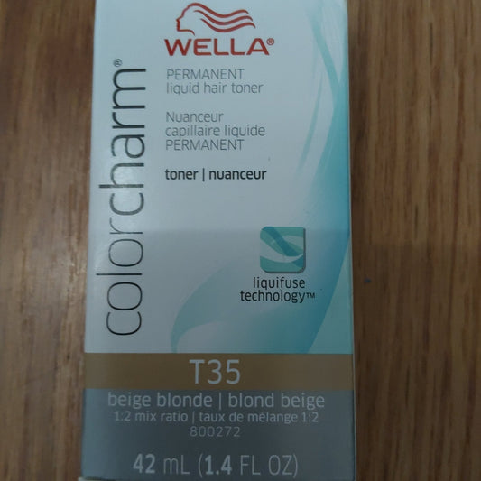 Wella ColorCharm Permanent Liquid Hair Toner T35 Beige Blonde, 1.4 oz VIP Extensions