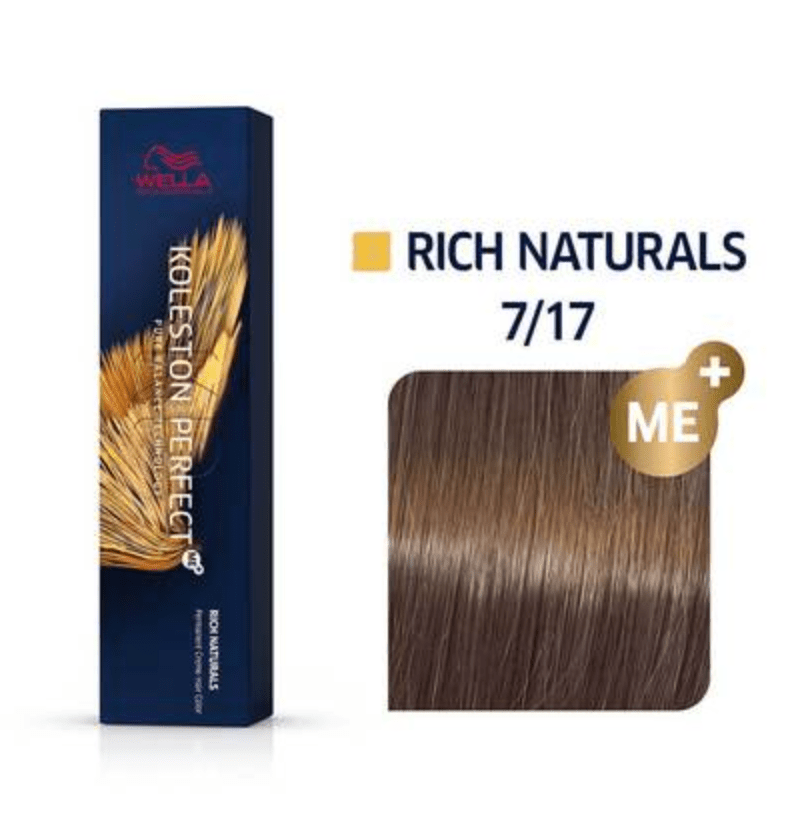 Wella Koleston Perfect Permanent Creme Hair Color 7/17 Medium Blonde Ash Brown VIP Extensions