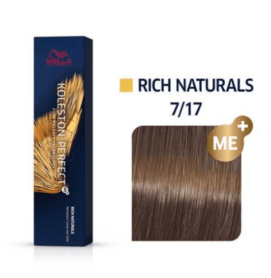 Wella Koleston Perfect Permanent Creme Hair Color 7/17 Medium Blonde Ash Brown VIP Extensions