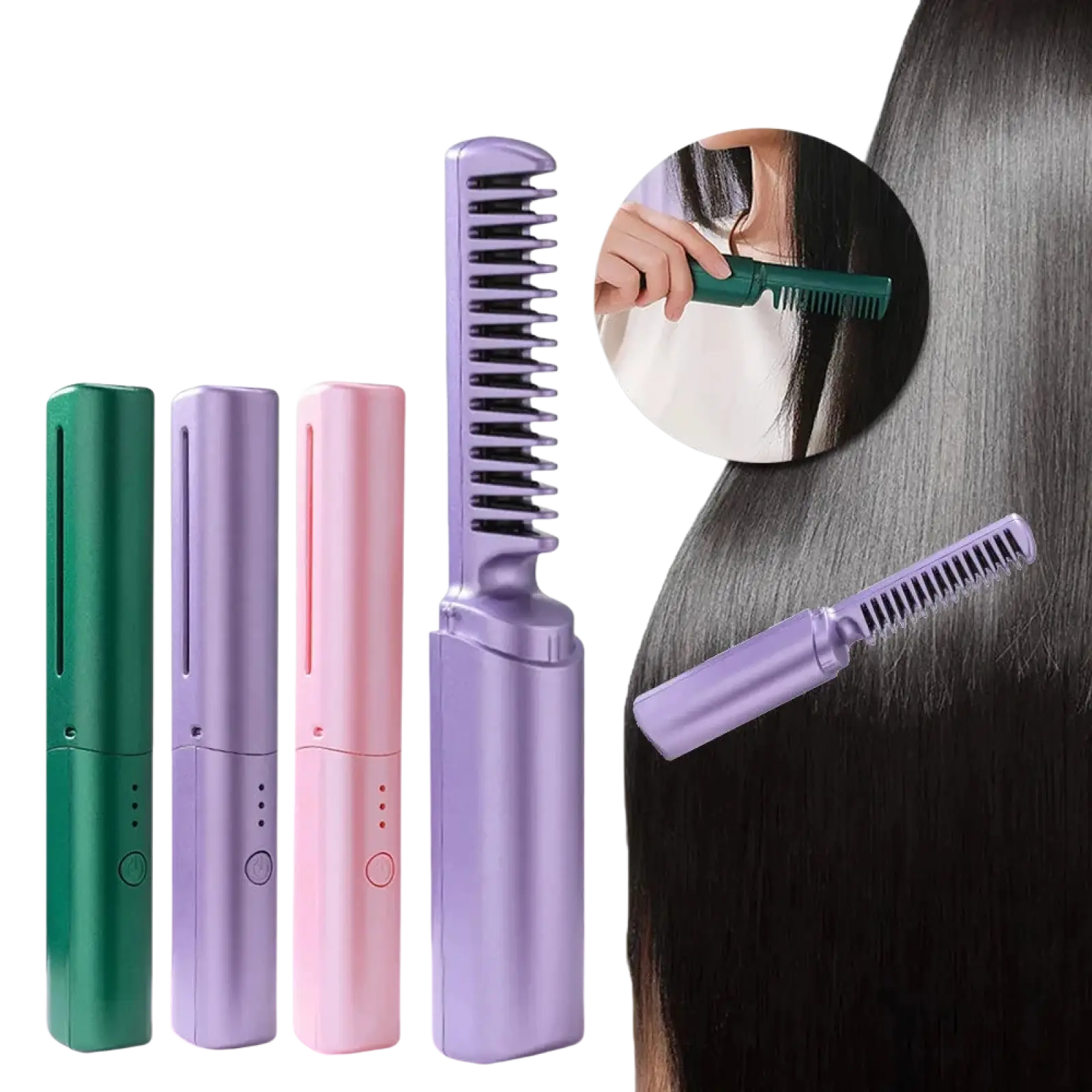 Wireless Hair Straightener Brush Portable Ceramic Comb ARBA Global