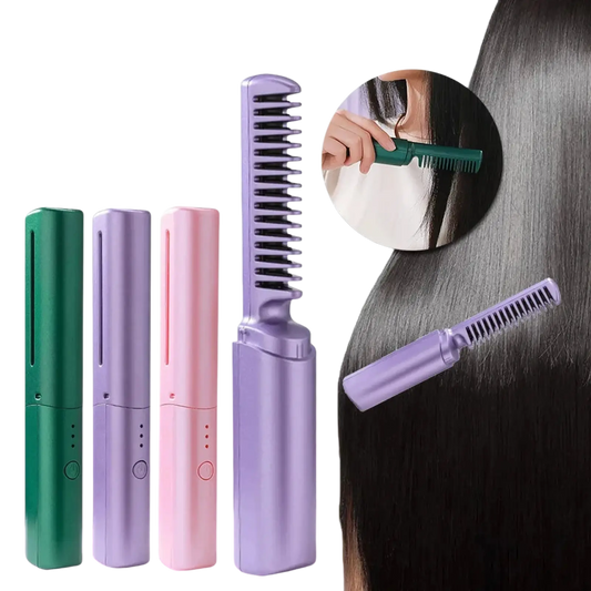 Wireless Hair Straightener Brush Portable Ceramic Comb ARBA Global
