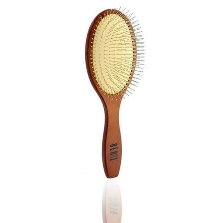 Wooden Round Paddle Brush with Anti-Static Metal Bristles VIP Extensions
