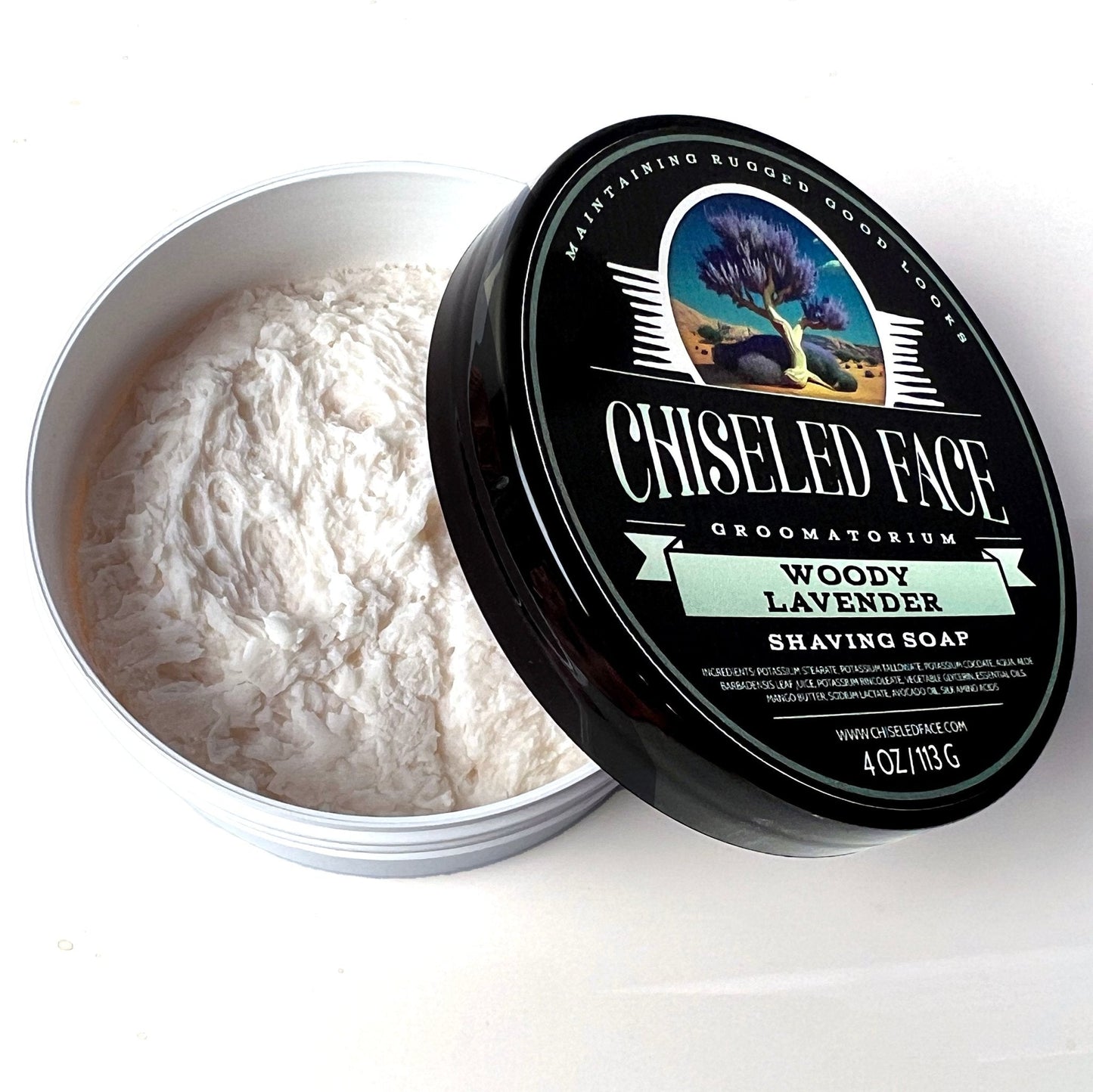 Woody Lavender – Shaving Soap Chiseled Face