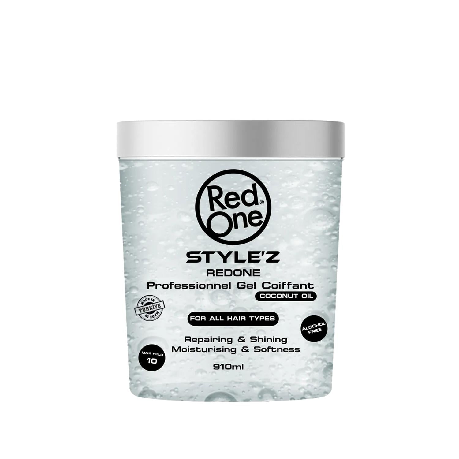 RedOne Stylez Coconut Oil Hair Gel - 30.77 fl oz, Natural Hair Styling & Nourishment Beauty Care Bag