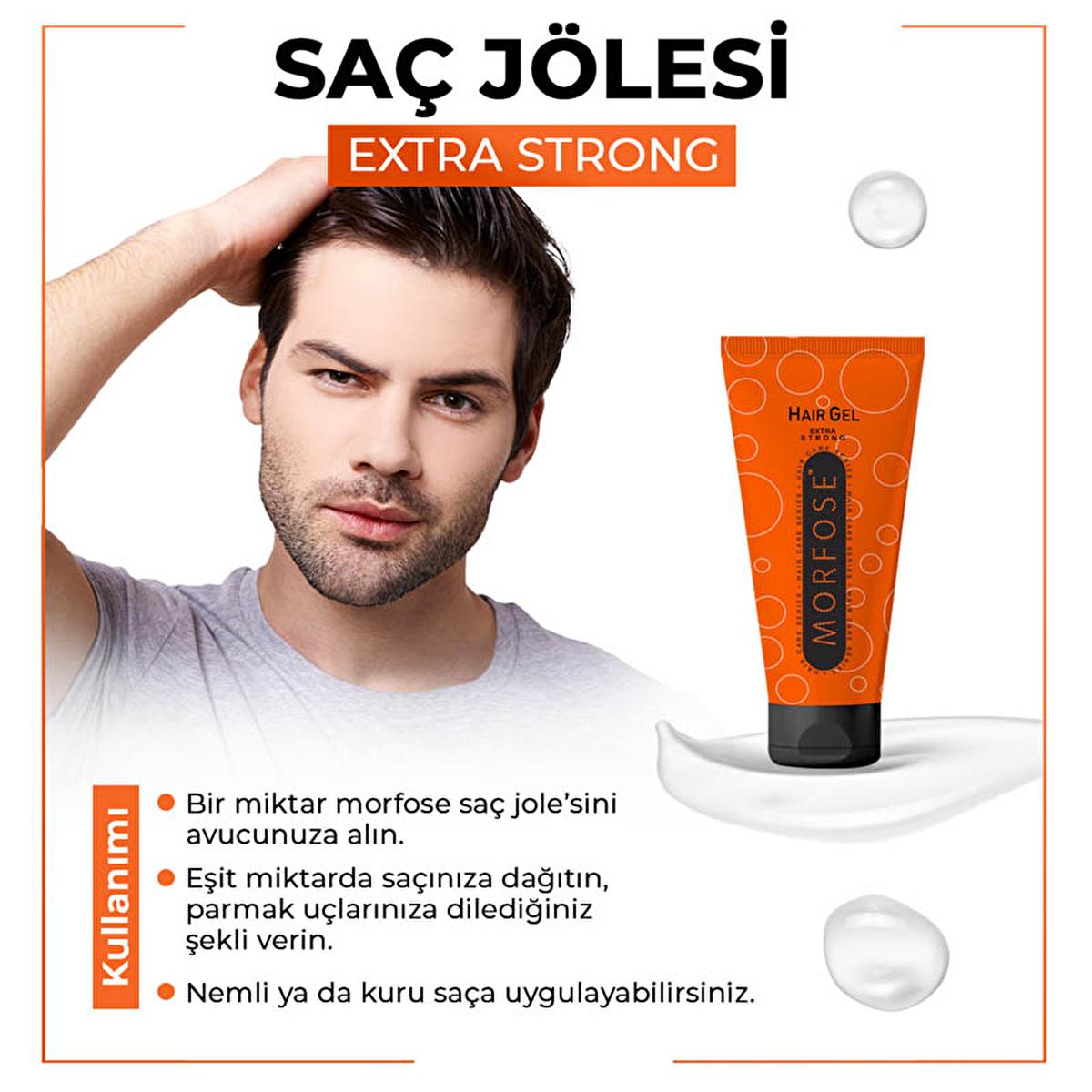 Morfose Extra Strong Hair Gel - 24H Lasting Hold, No Residue - Ultimate Styling Gel for Men & Women - Morfose Hair Styling Products Beauty Care Bag