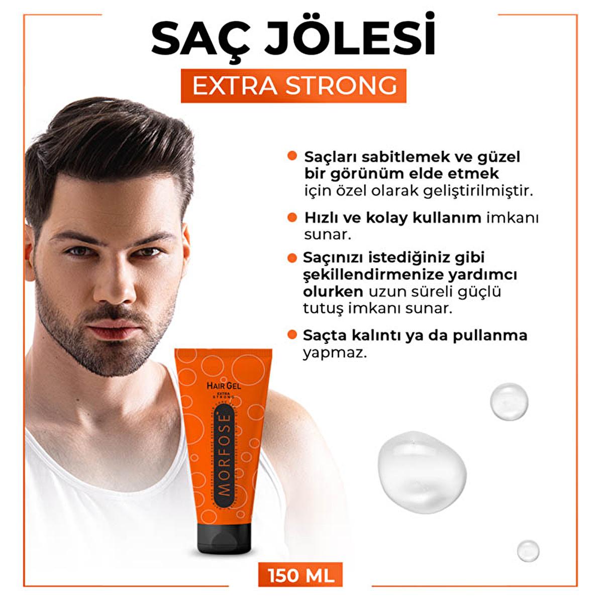 Morfose Extra Strong Hair Gel - 24H Lasting Hold, No Residue - Ultimate Styling Gel for Men & Women - Morfose Hair Styling Products Beauty Care Bag